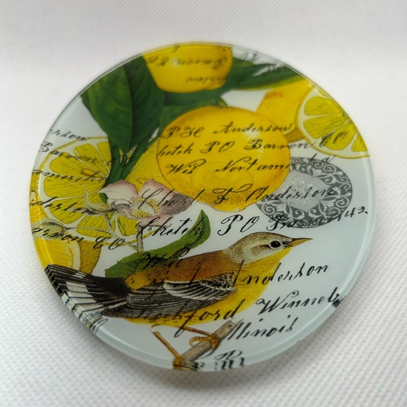 Michel Design Works lemon basil bird oval glass soap dish - Picture 3 of 7